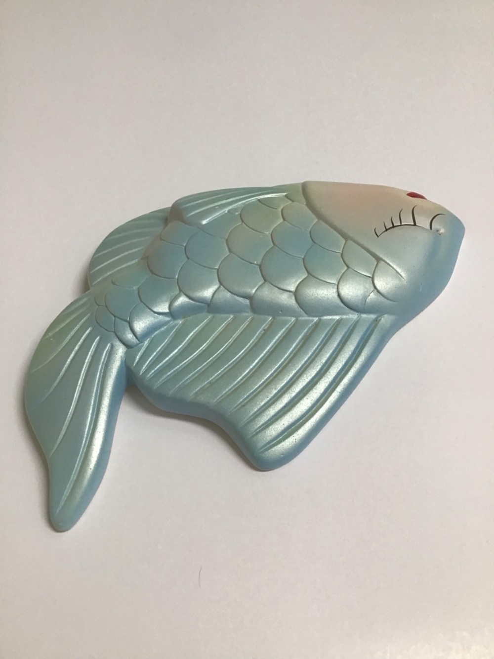 Miller Studio Chalkware Fish Bath Wall Decor Blue Green Red Lips 1960s Vintage - Picture 5 of 16